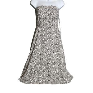 New York & Company Women's Ditsy Floral Strapless Black & White Midi Dress 4
